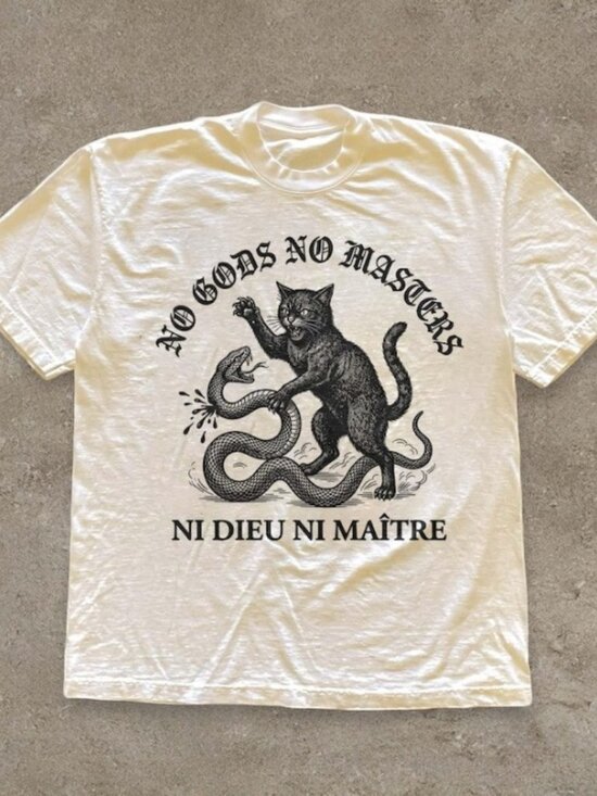 Tops - Anarchist Cat Shirt, No Gods No Masters Tee